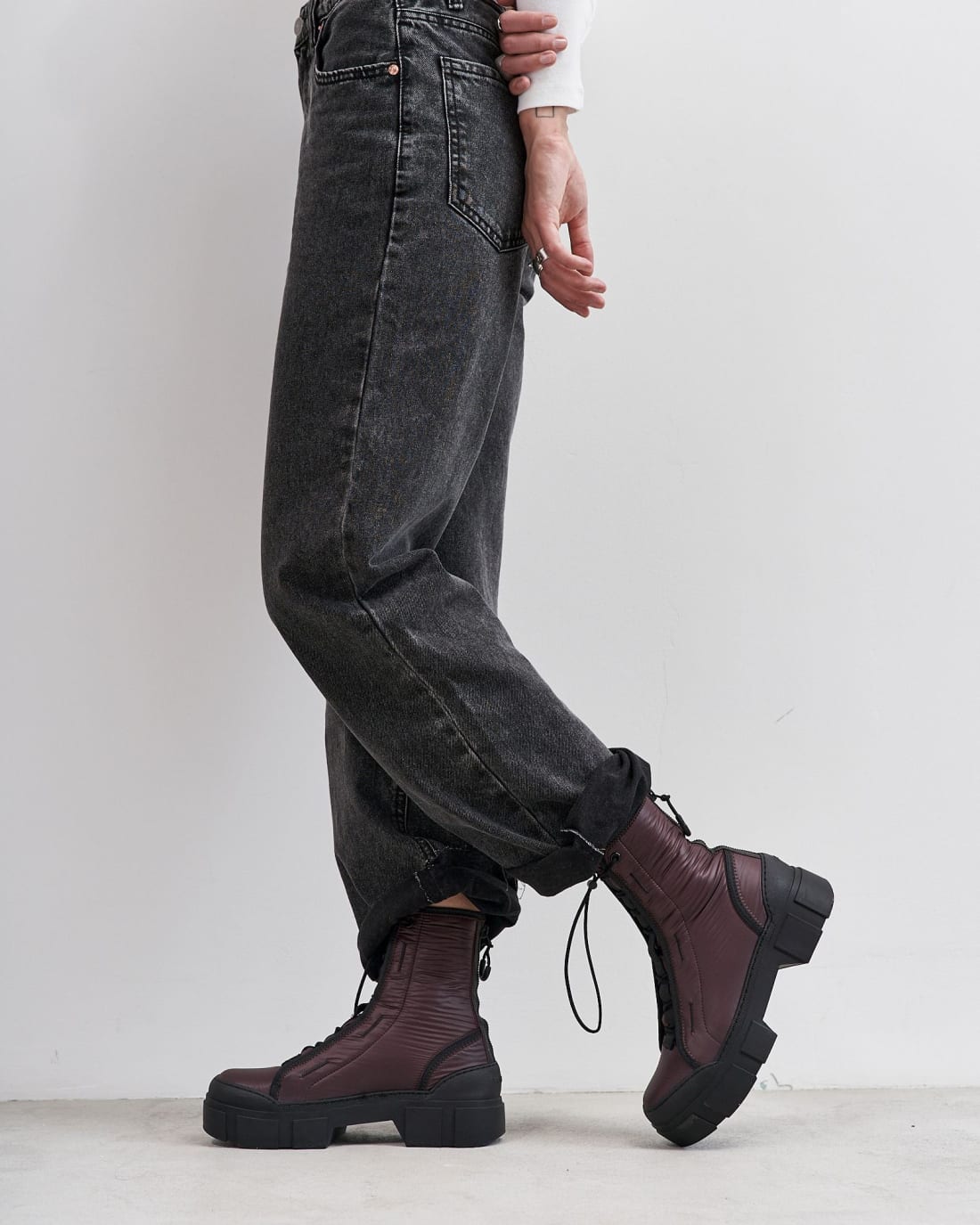 Бордовые текстильные ботинки - Image 2 of 6