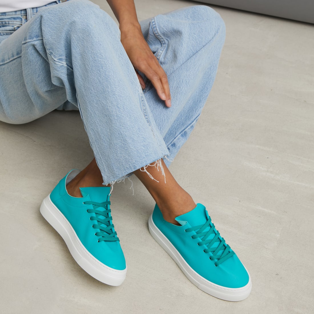 Бирюзовые кожаные кеды - Image 3 of 4