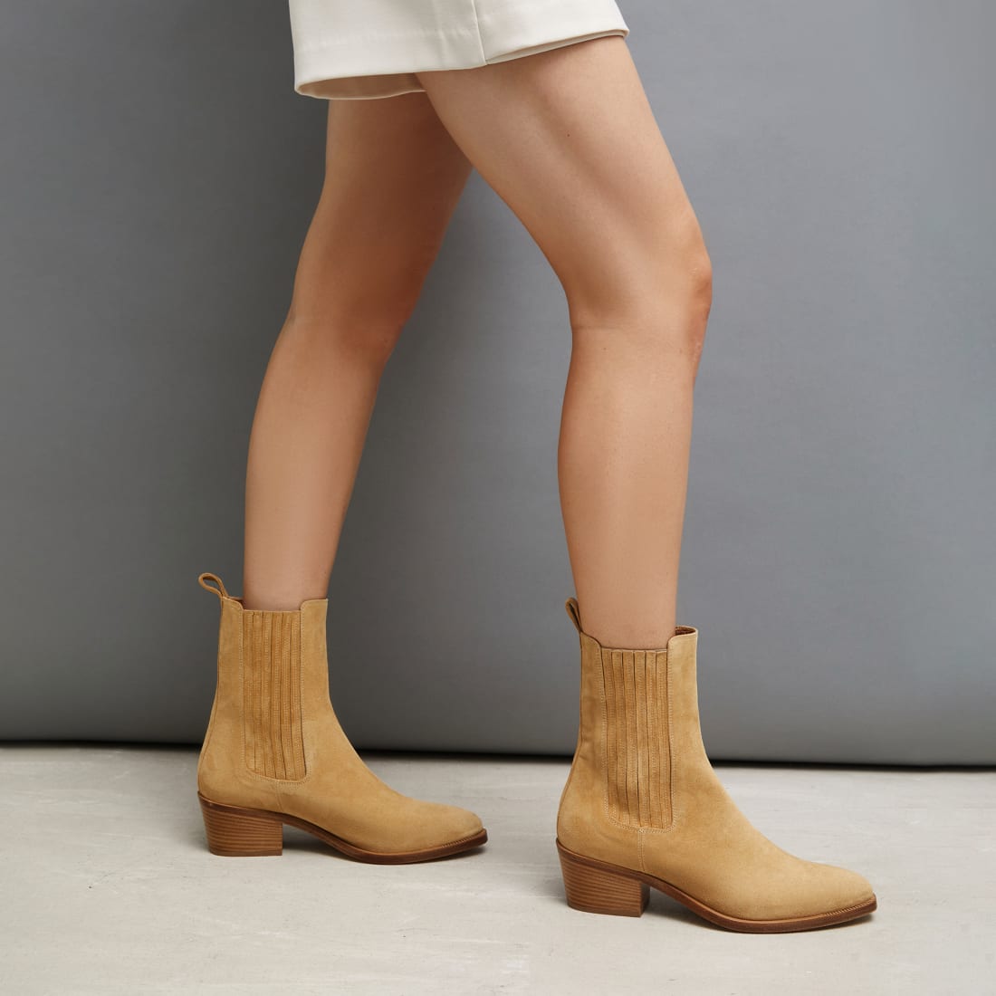 Бежево-желтые замшевые казаки - Image 5 of 5