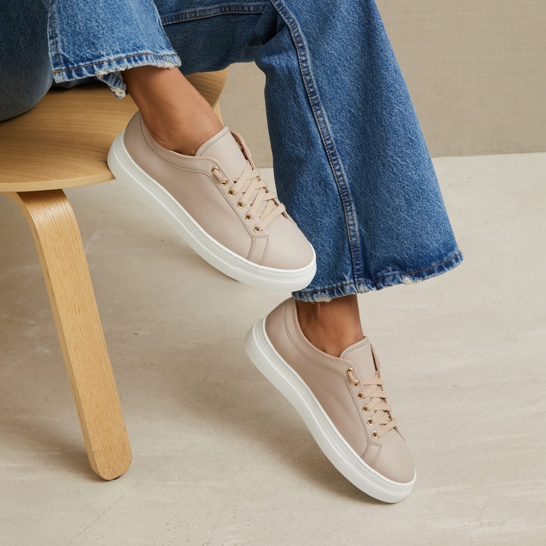 Серо-розовые кожаные кеды - Image 4 of 5