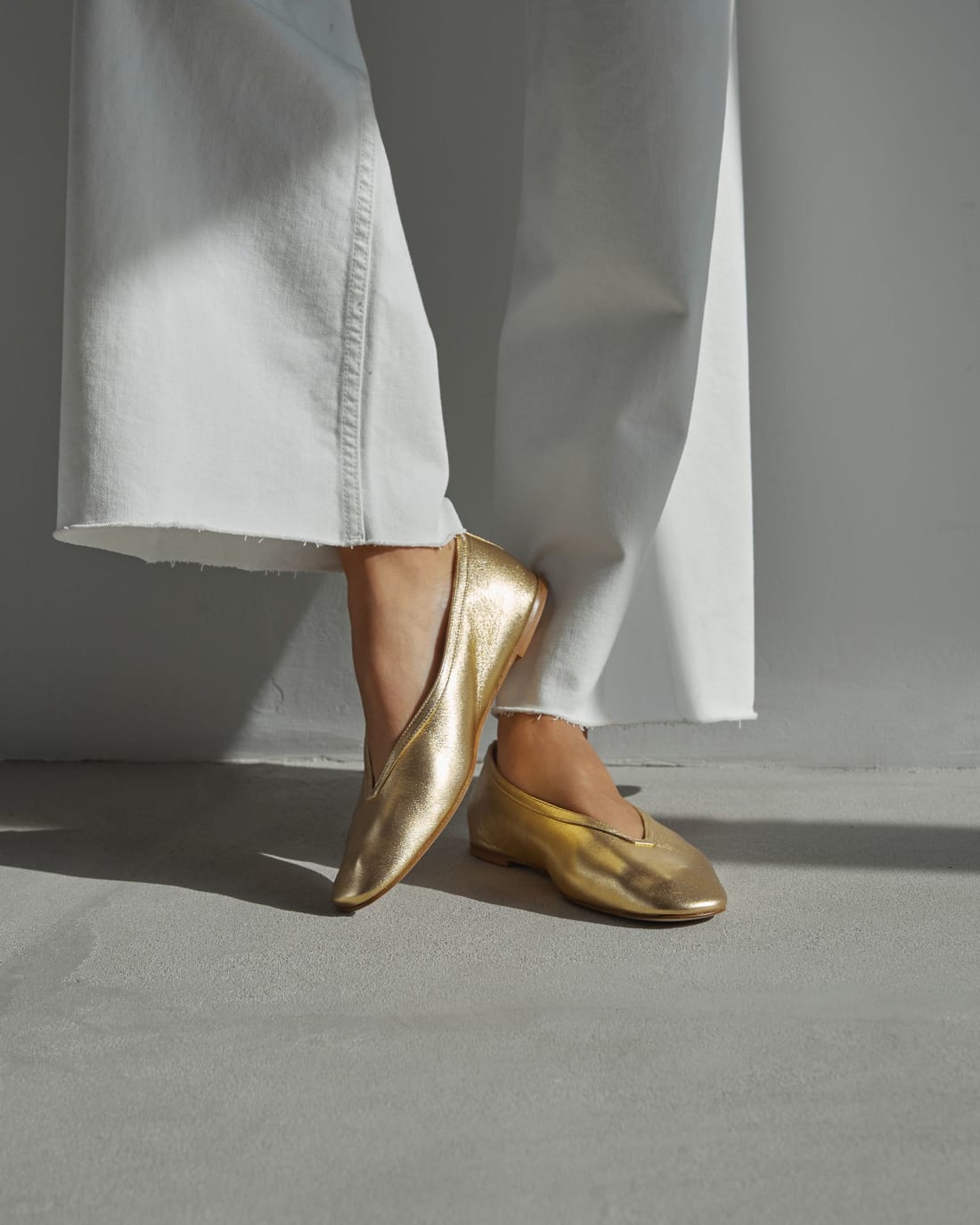 Золотые кожаные балетки - Image 6 of 6