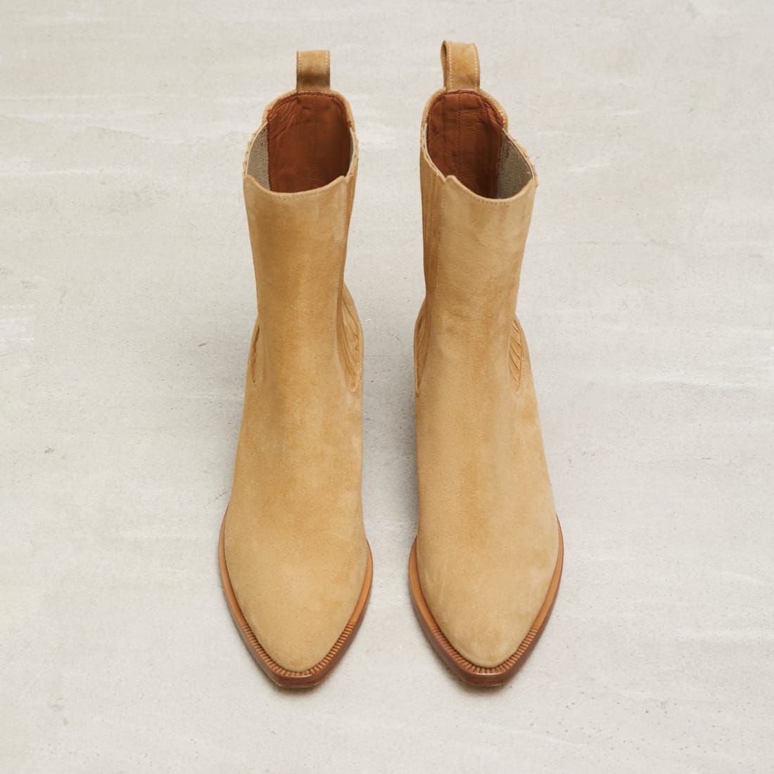 Бежево-желтые замшевые казаки - Image 2 of 5