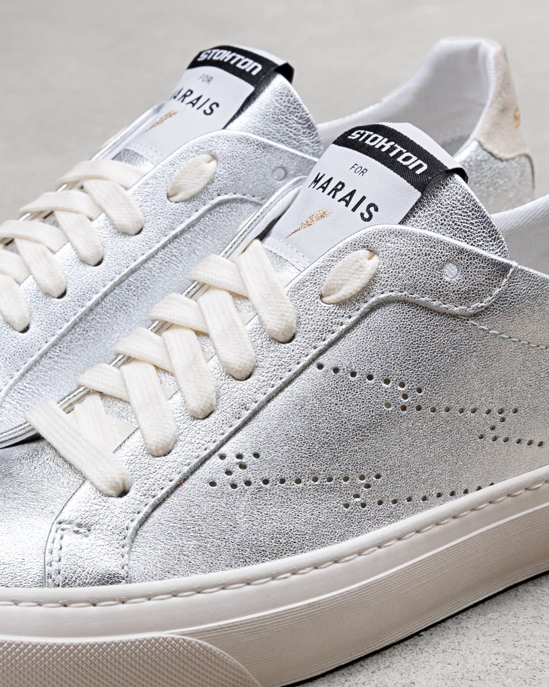 Серебряные кожаные кеды - Image 4 of 6