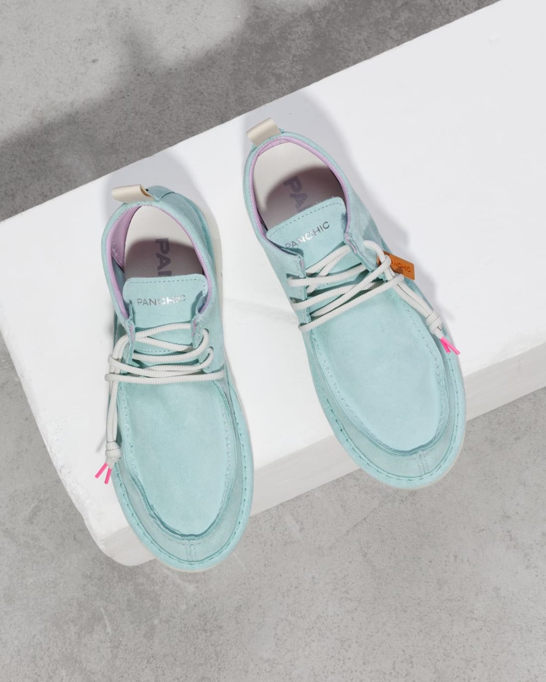 Светло-бирюзовые замшевые мокасины