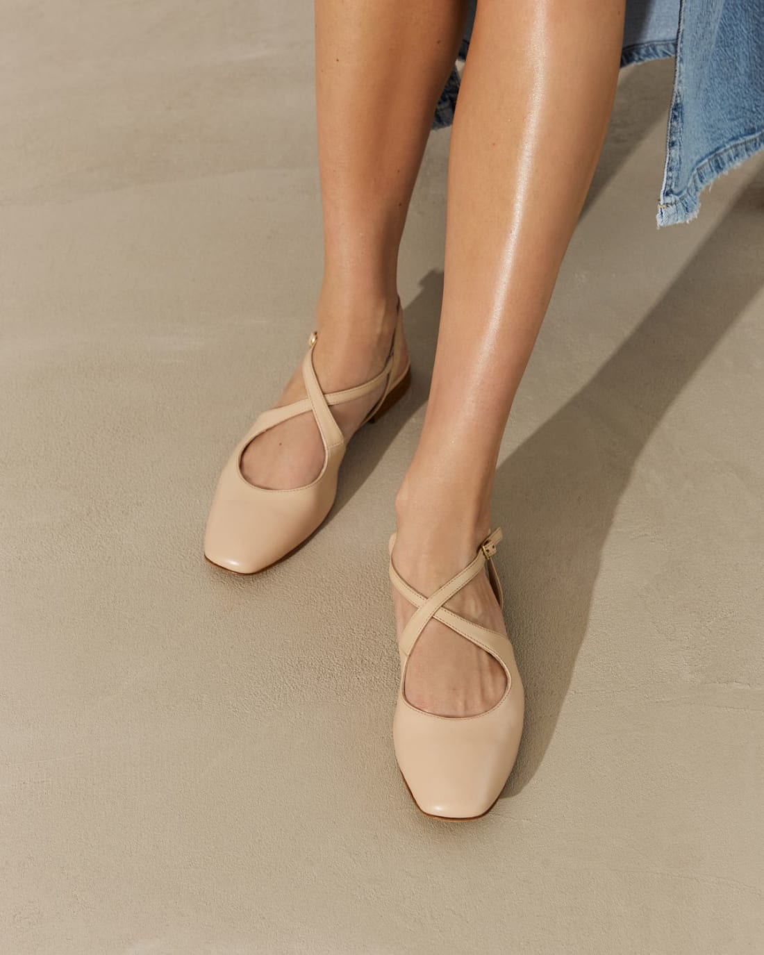 Светло-бежевые кожаные балетки - Image 5 of 6
