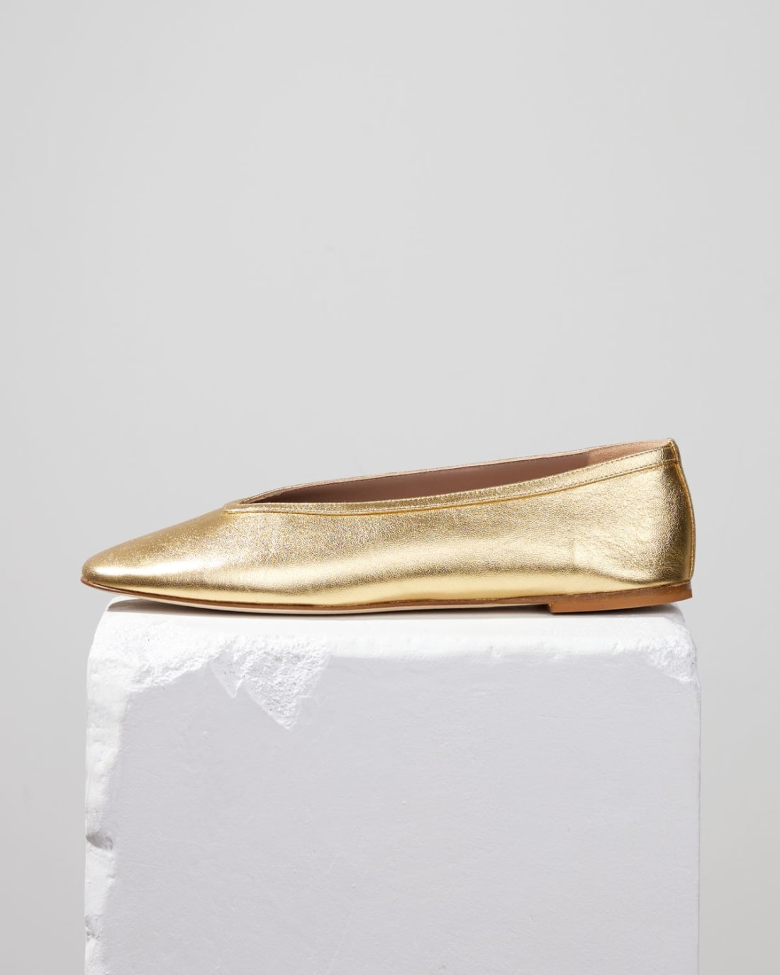 Золотые кожаные балетки - Main image