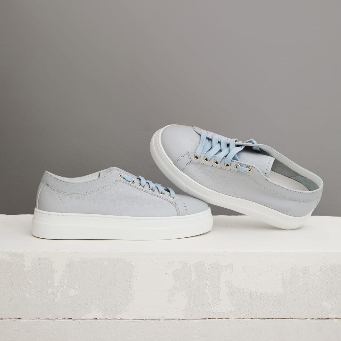 Серо-голубые кожаные кеды - Image 2 of 4