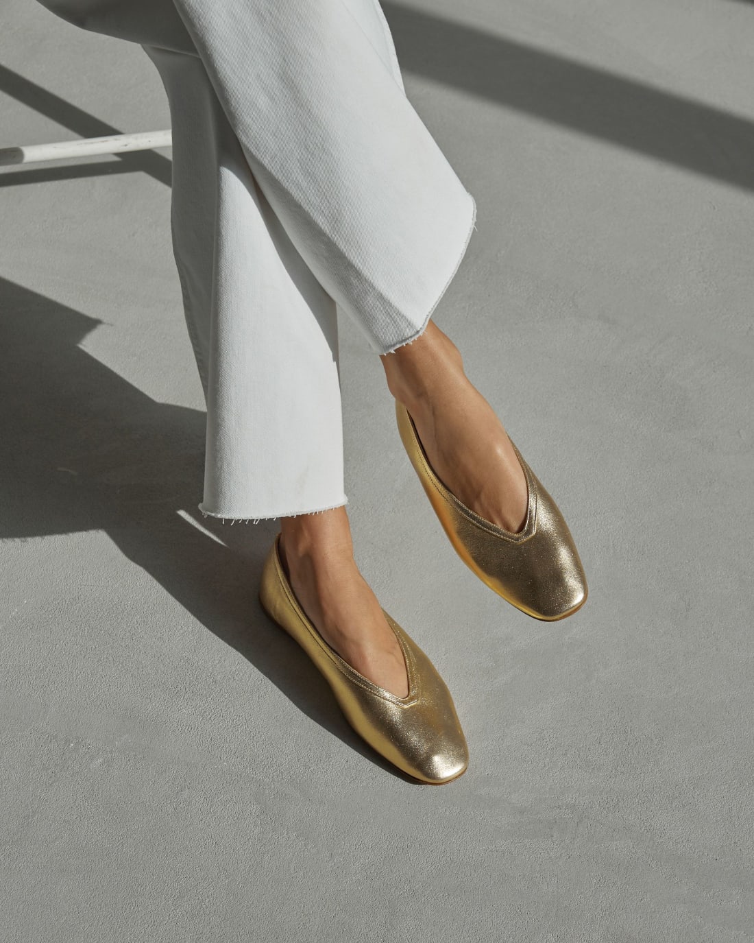 Золотые кожаные балетки - Image 5 of 6