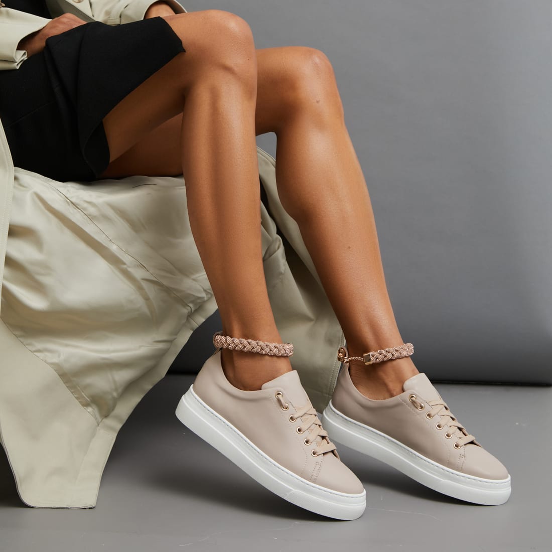 Серо-розовые кожаные кеды - Image 5 of 5