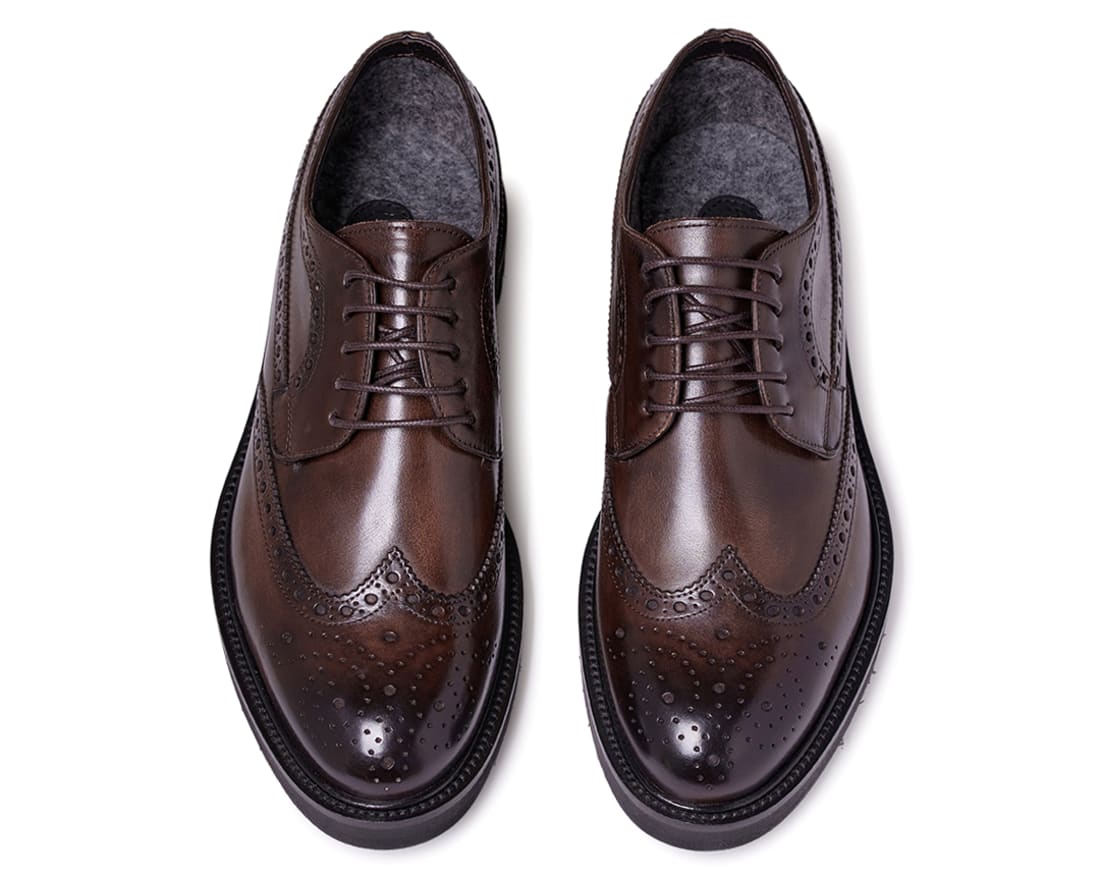 Мужские утепленные коричневые кожаные  дерби - Image 3 of 4