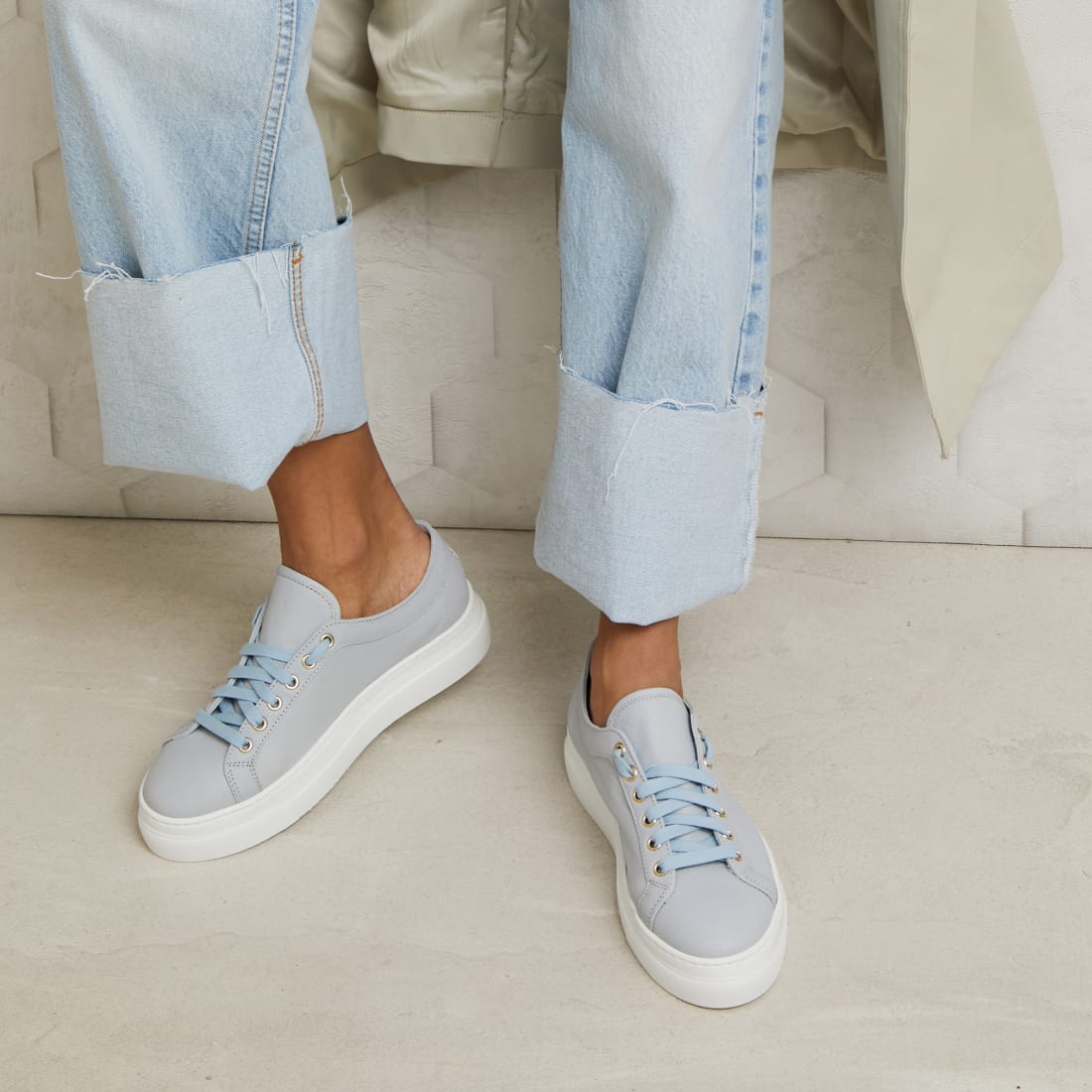 Серо-голубые кожаные кеды - Image 4 of 4