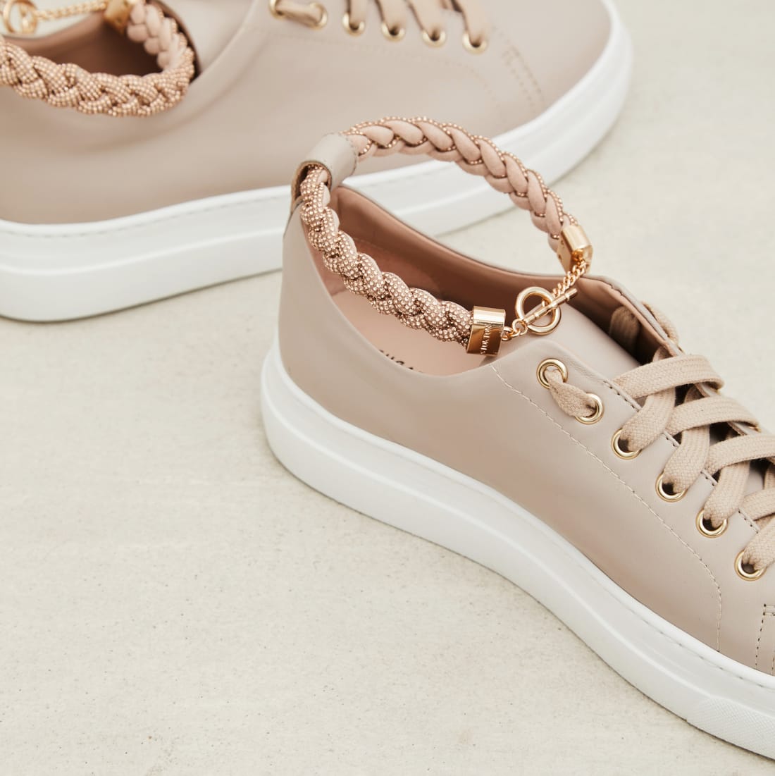 Серо-розовые кожаные кеды - Image 3 of 5