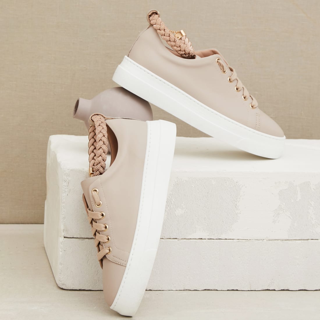 Серо-розовые кожаные кеды - Image 2 of 5