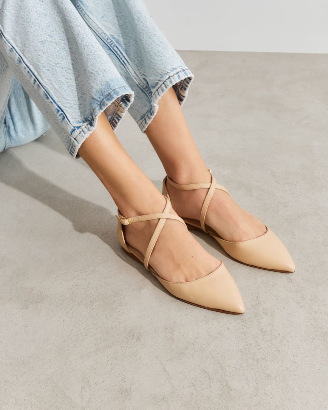 Светло-бежевые кожаные балетки - Image 6 of 6