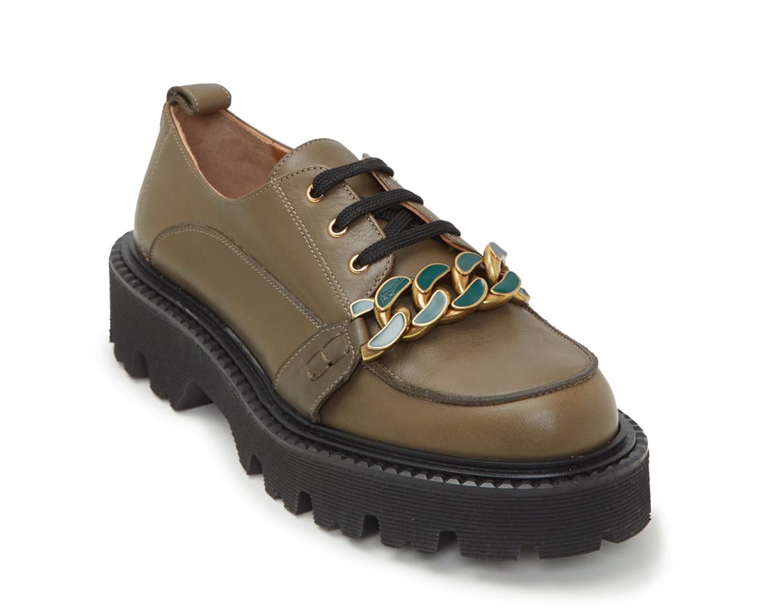 Зелено-коричневые кожаные лоферы - Image 2 of 5