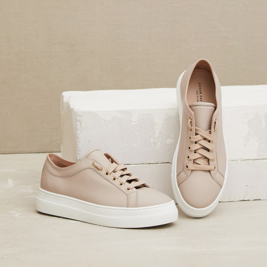 Серо-розовые кожаные кеды - Image 2 of 5