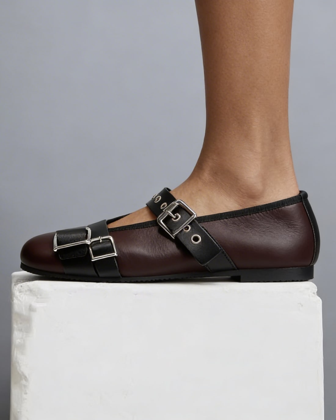 Бордовые кожаные туфли с пряжкой - Image 2 of 5