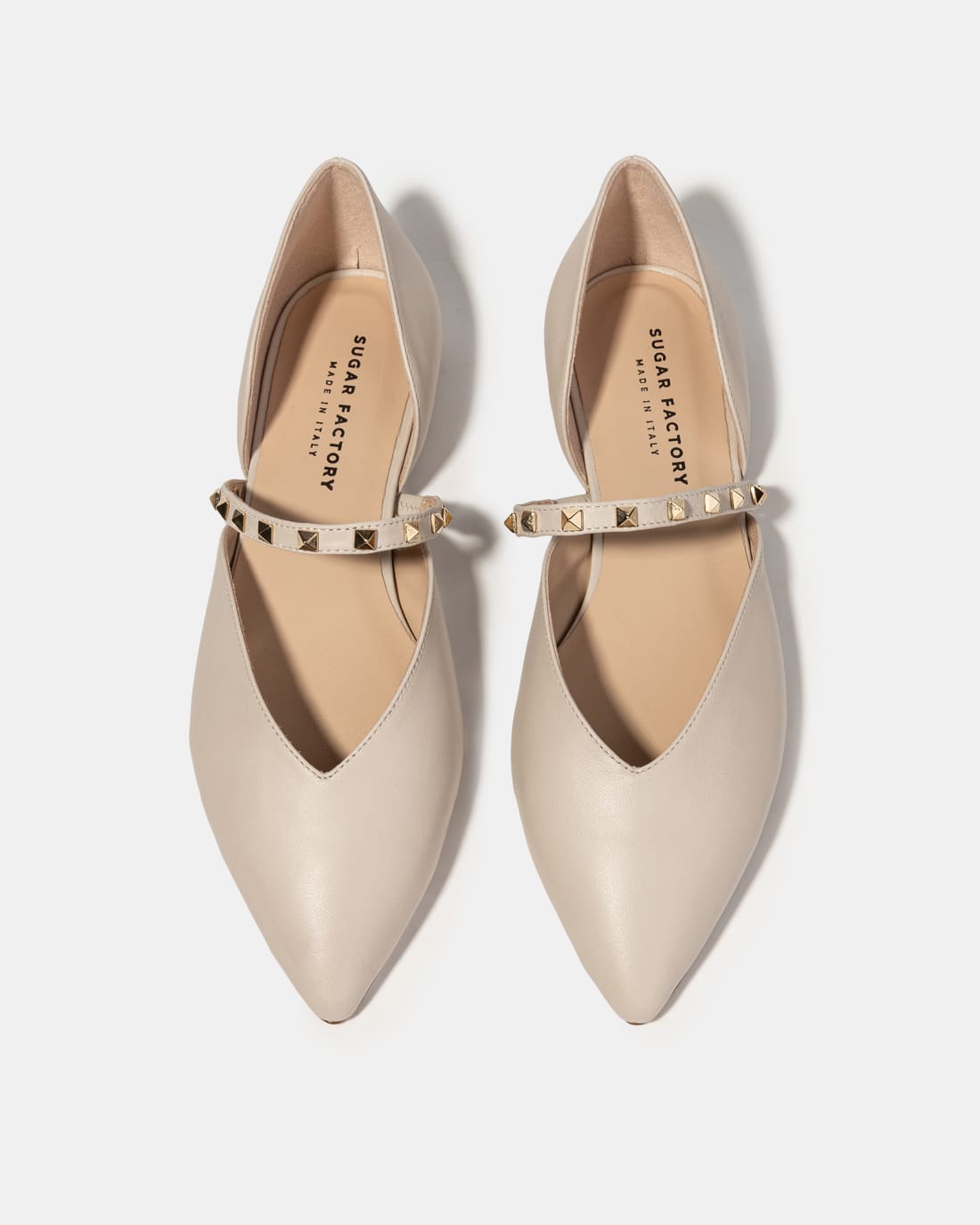 Бежевые кожаные балетки с ремешком - Image 3 of 4