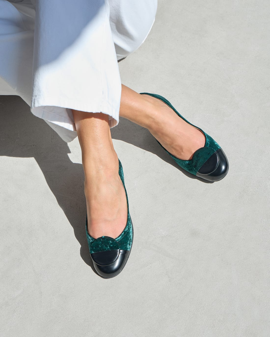 Зеленые балетки из велюра и кожи - Image 6 of 7