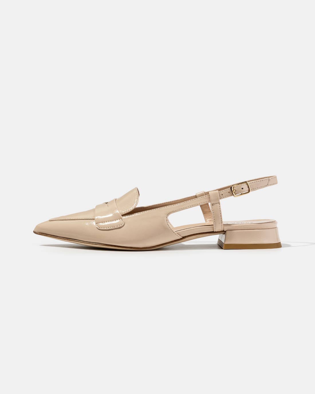 Бежевые кожаные туфли на низком каблуке - Image 1 of 5