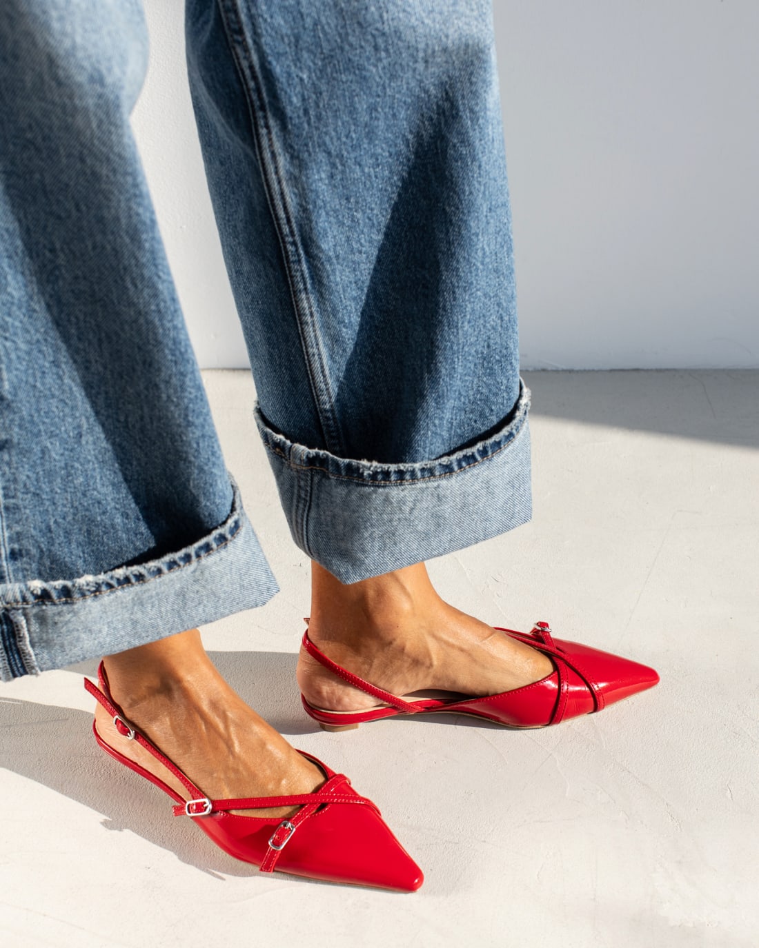 Красные кожаные туфли на низком каблуке - Image 5 of 5
