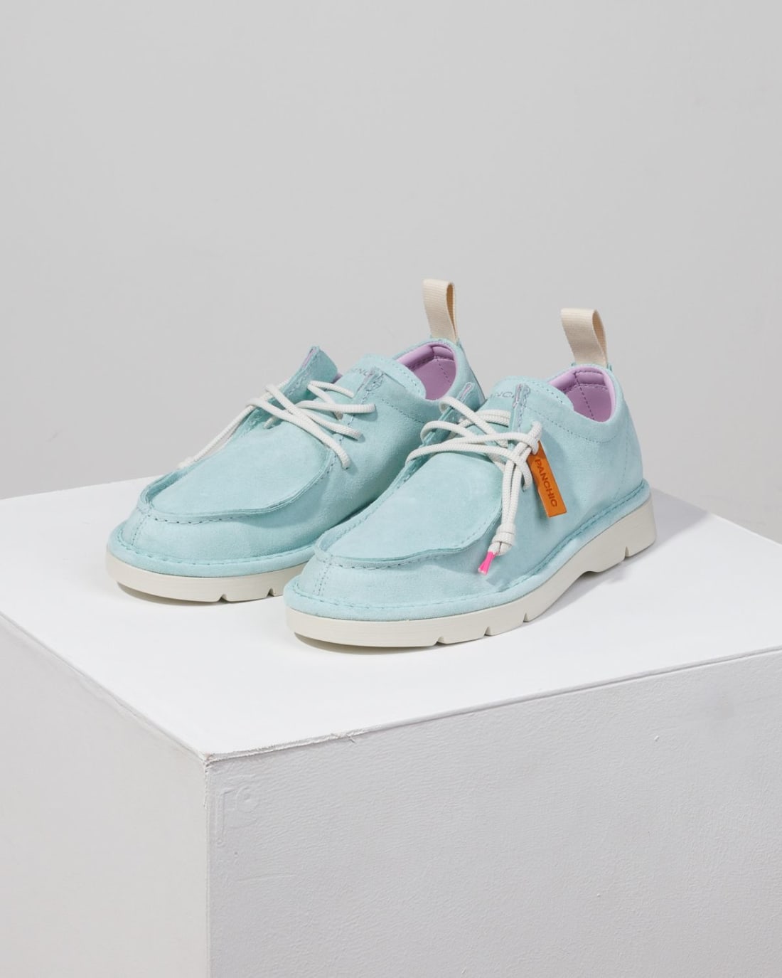 Светло-бирюзовые замшевые мокасины