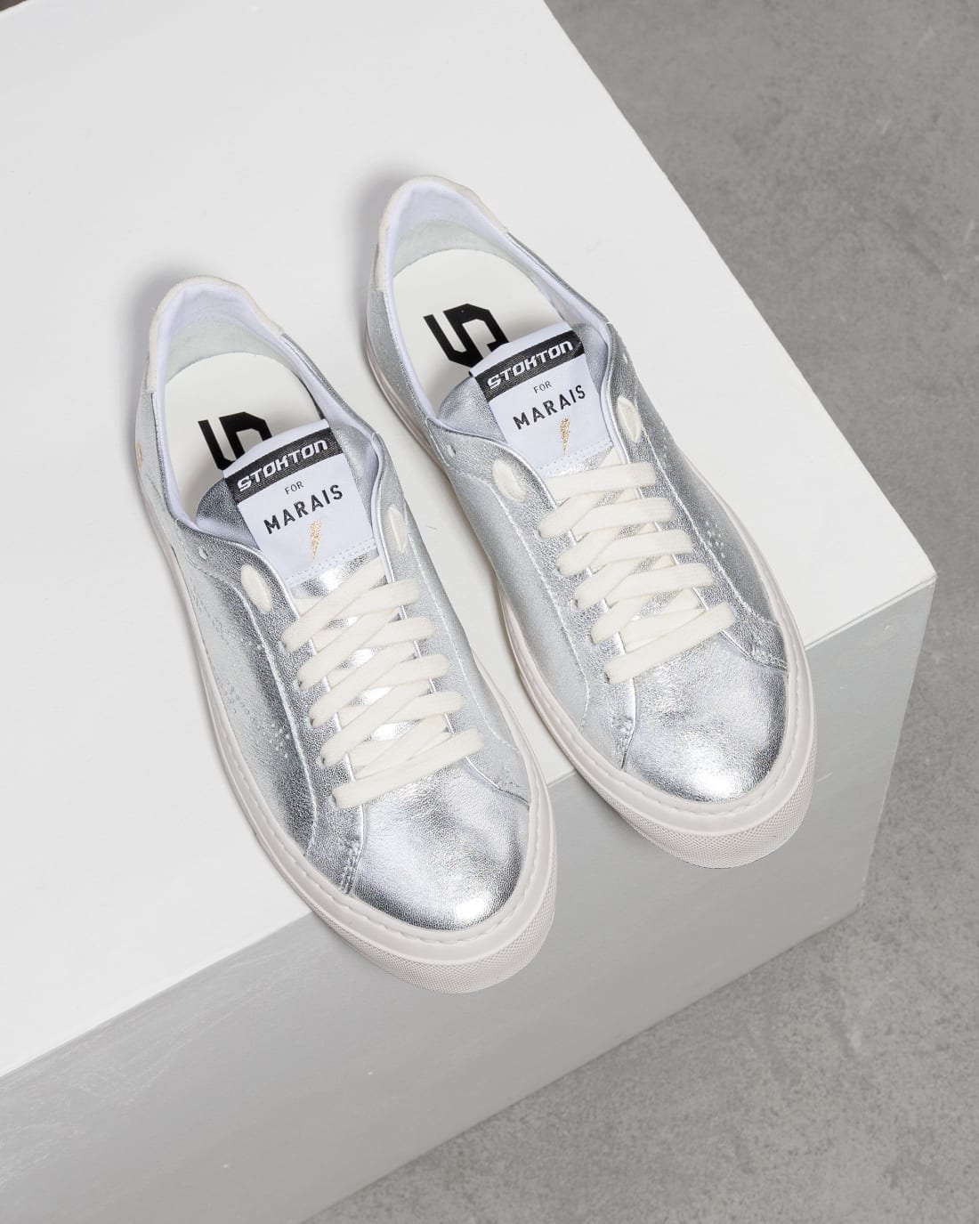 Серебряные кожаные кеды - Image 2 of 6