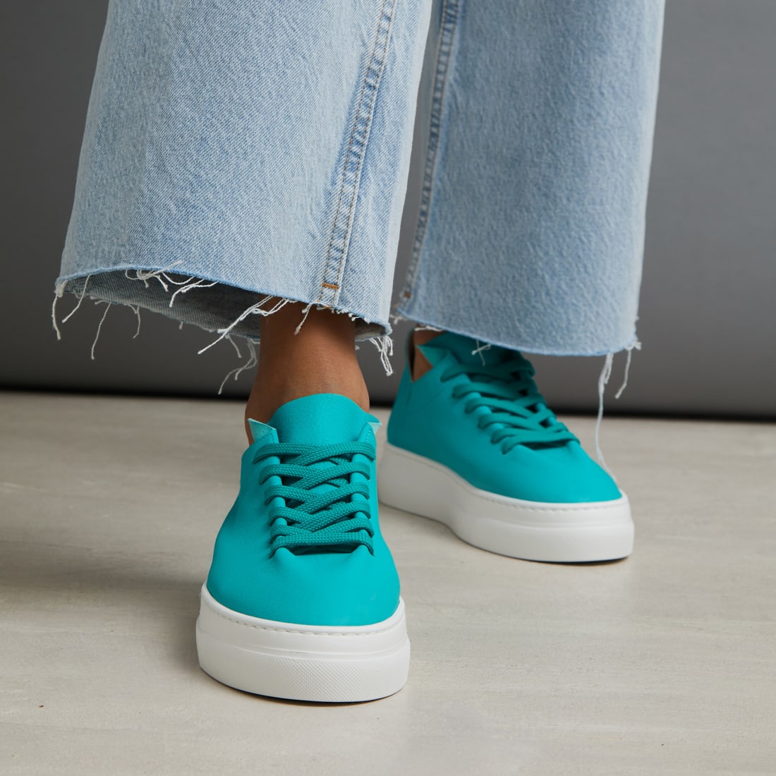 Бирюзовые кожаные кеды - Image 4 of 4