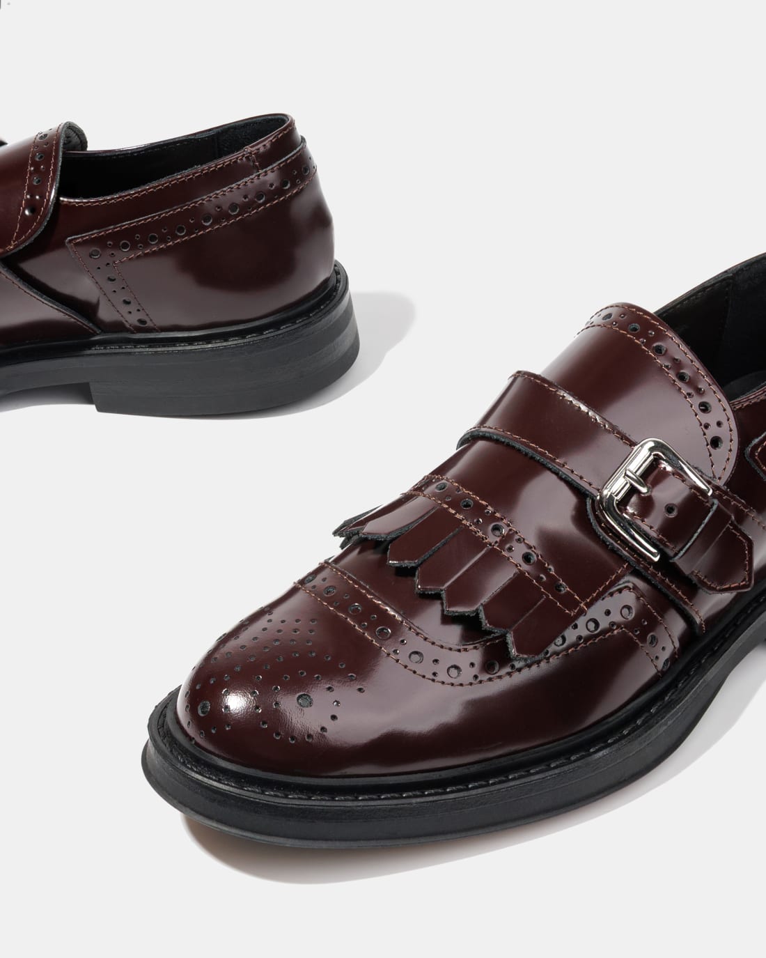 Бордовые кожаные туфли с ремешками - Image 4 of 4