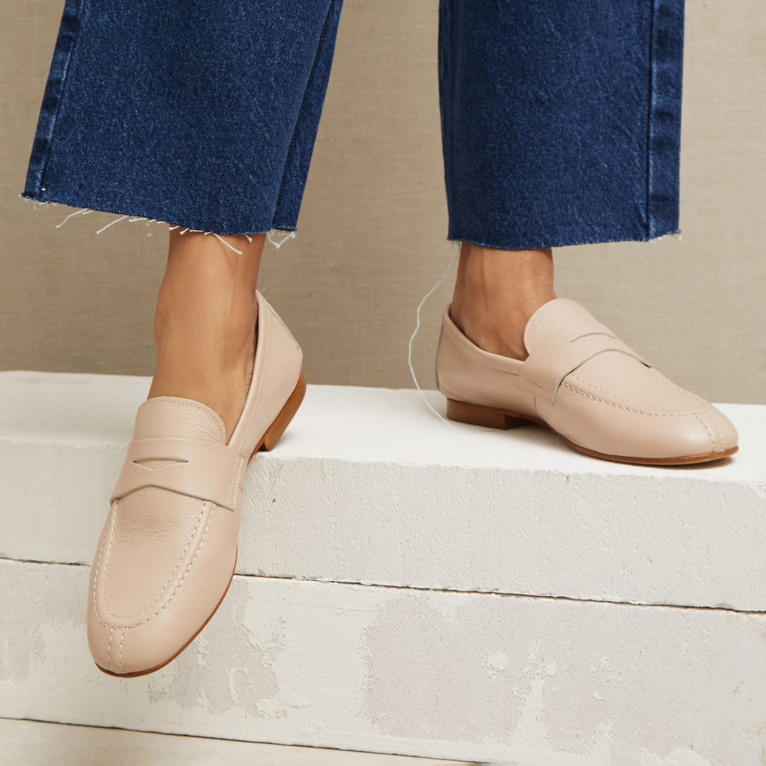 Бежевые кожаные лоферы - Image 4 of 5