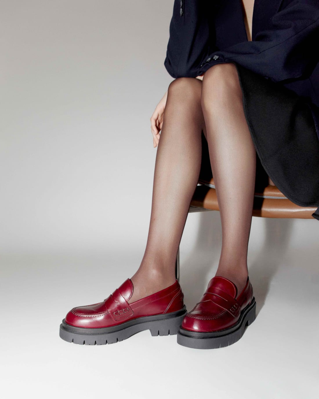 Бордовые кожаные лоферы - Image 1 of 2