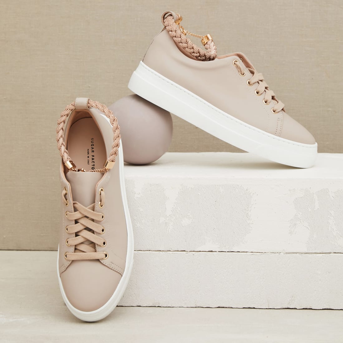 Серо-розовые кожаные кеды - Image 1 of 5