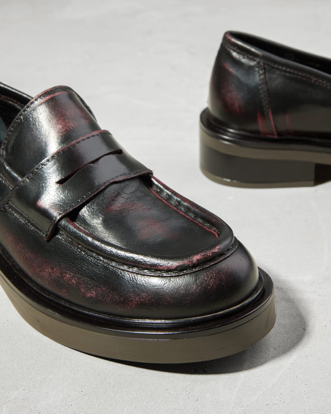 Темно-бордовые кожаные лоферы - Image 3 of 7