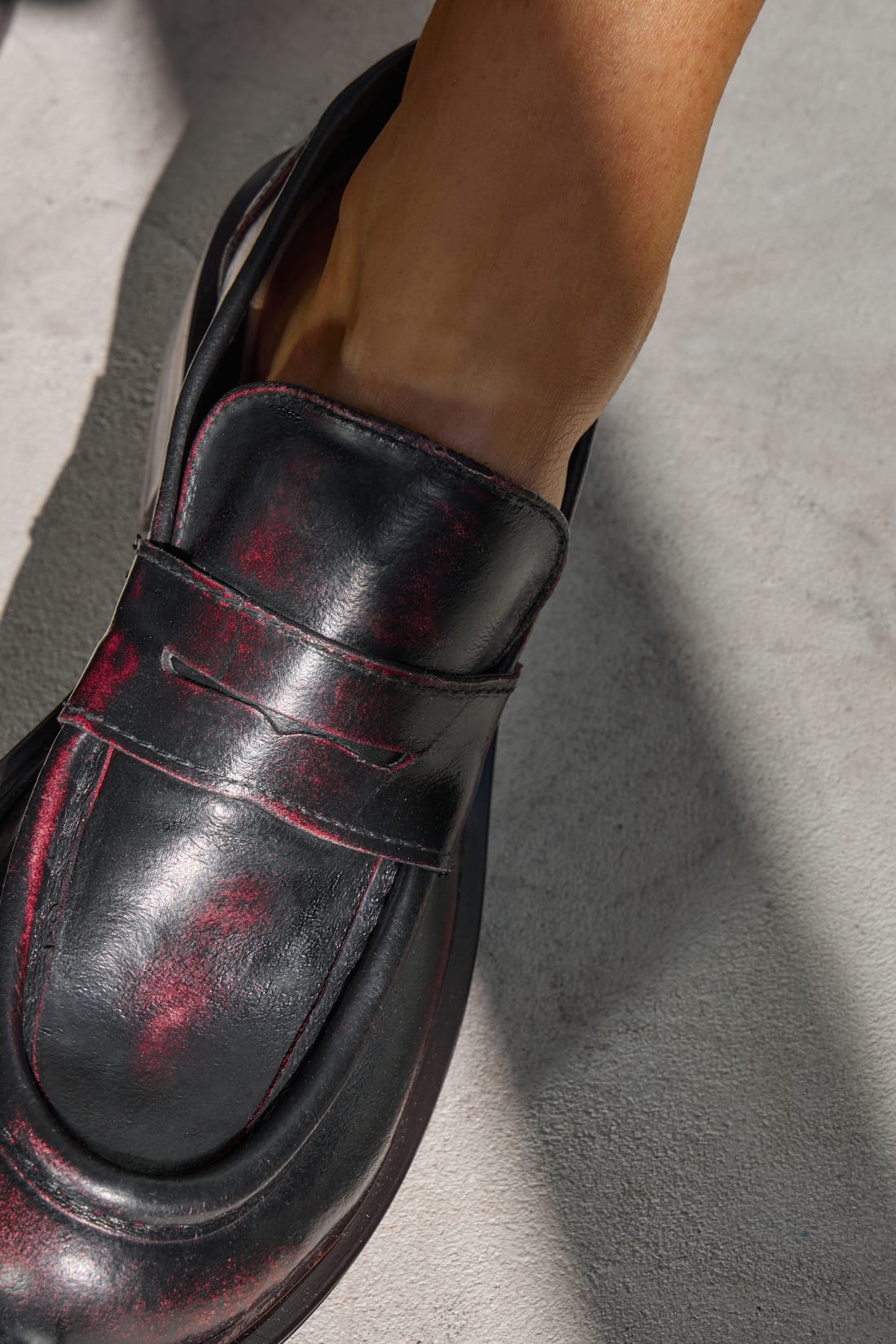 Темно-бордовые кожаные лоферы - Image 5 of 7