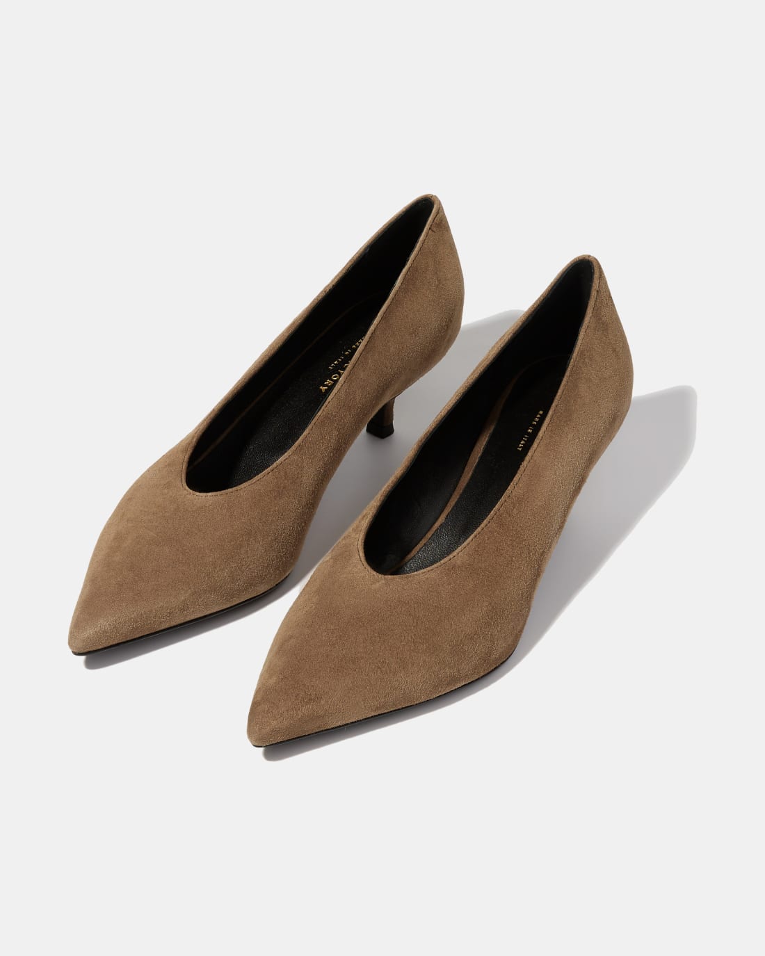 Серо-бежевые замшевые туфли на каблуке - Image 2 of 5