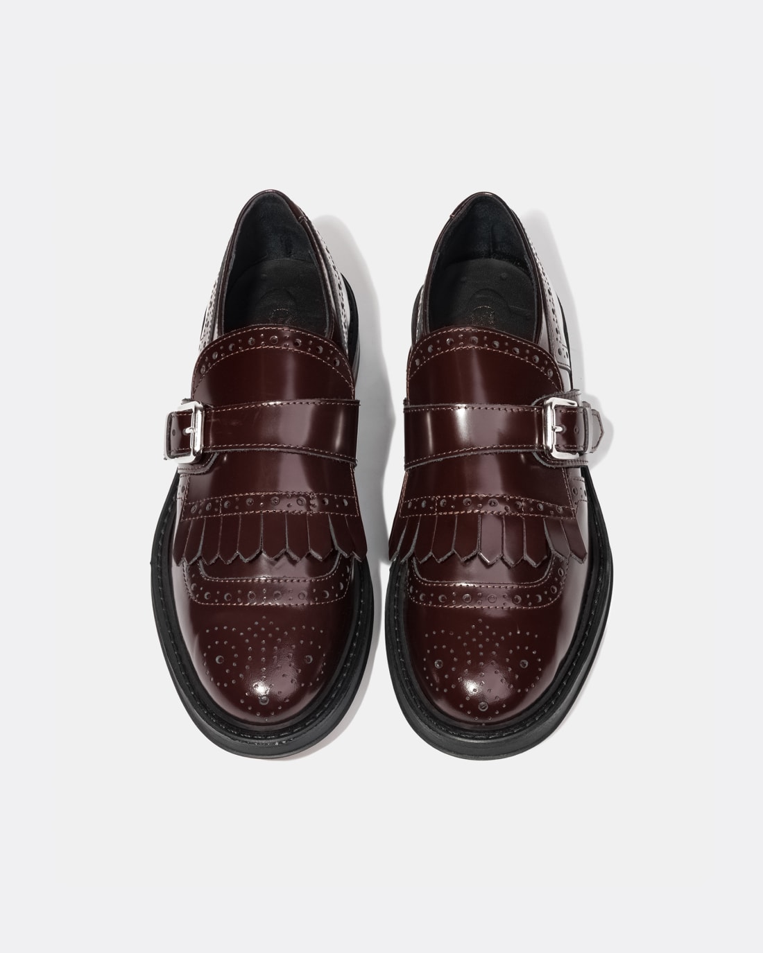 Бордовые кожаные туфли с ремешками - Image 3 of 4