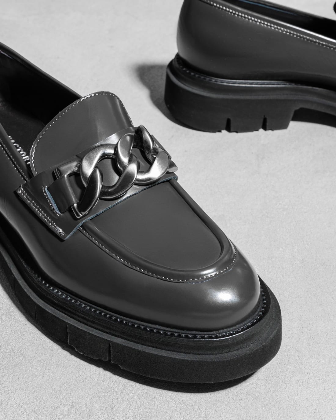Серые кожаные лоферы классического стиля - Image 4 of 6