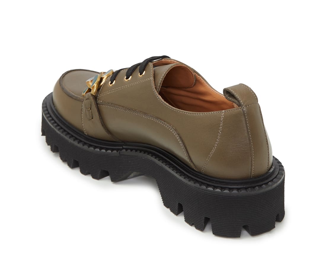 Зелено-коричневые кожаные лоферы - Image 3 of 5