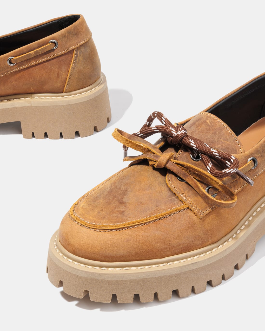 Коричневые кожаные туфли на толстой подошве - Image 2 of 5