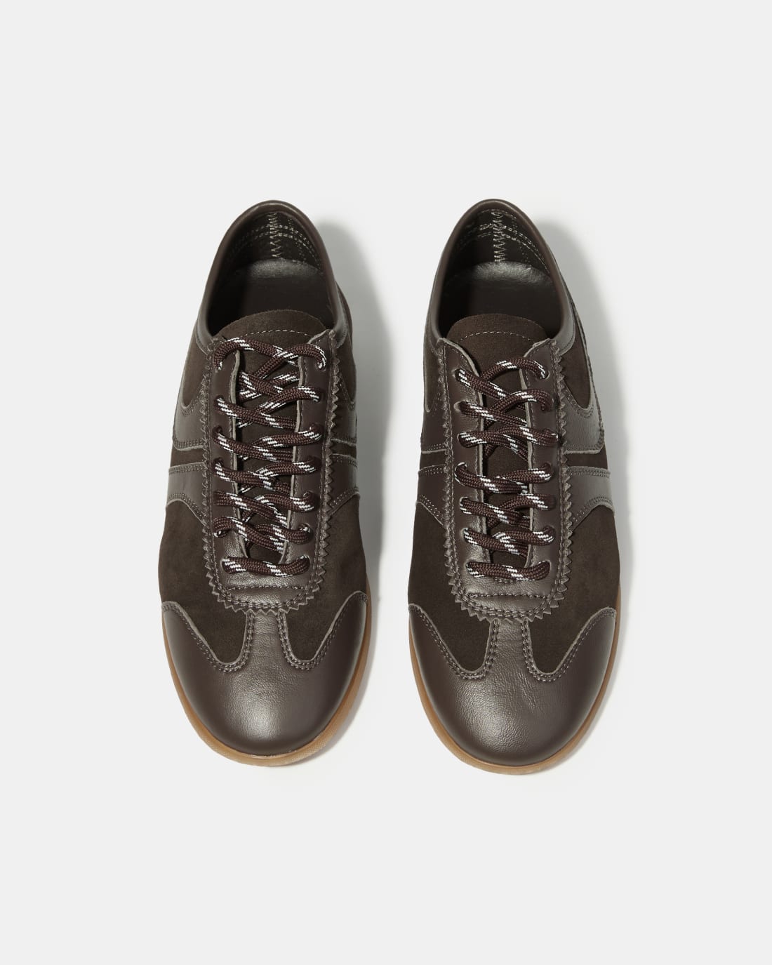 Темно-коричневые кеды из натуральной кожи и замши