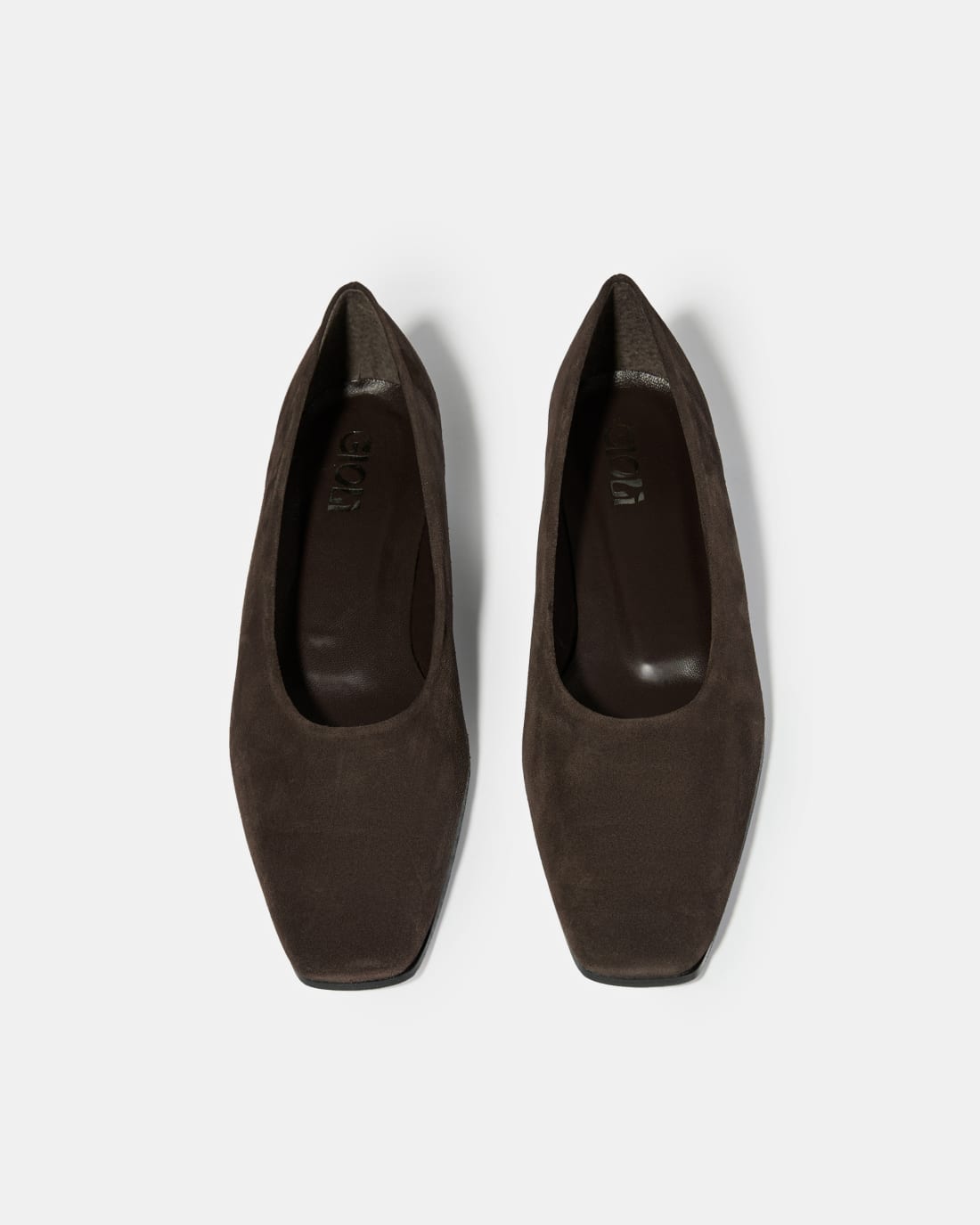 Темно-коричневые замшевые балетки