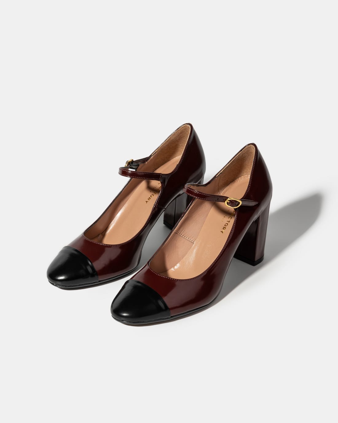 Бордово-черные кожаные туфли на каблуке - Image 2 of 4