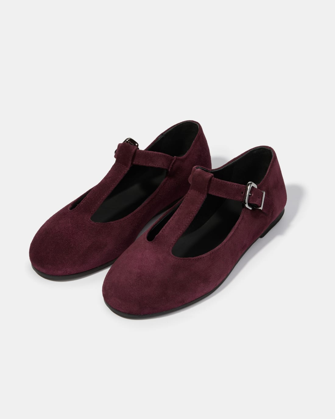 Бордовые замшевые балетки