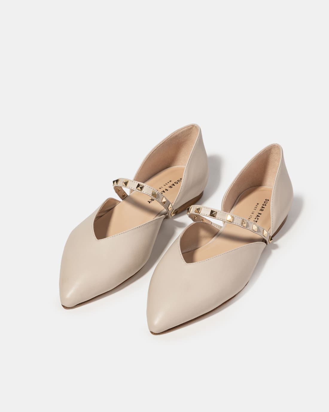 Бежевые кожаные балетки с ремешком - Image 2 of 4