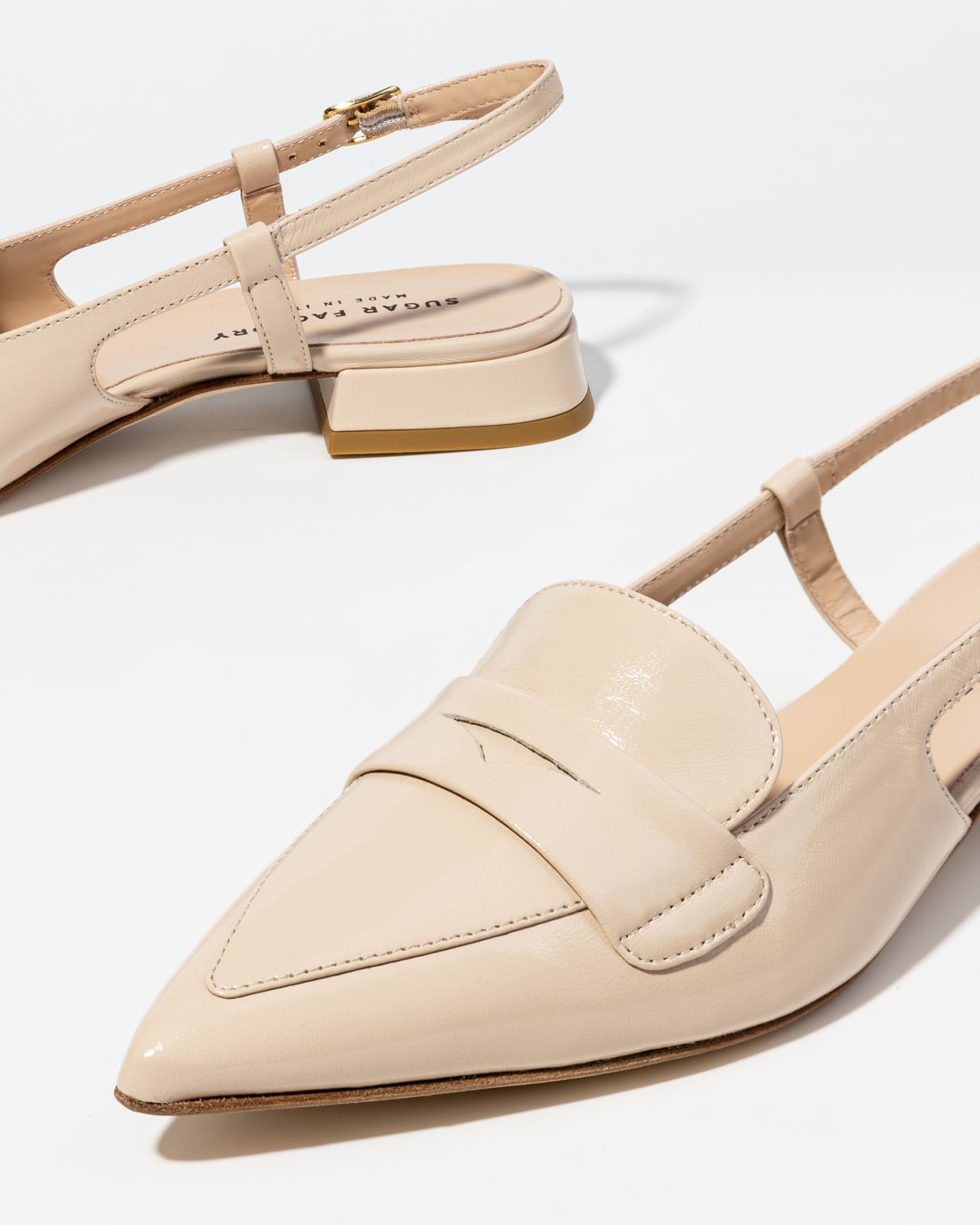 Бежевые кожаные туфли на низком каблуке - Image 4 of 5