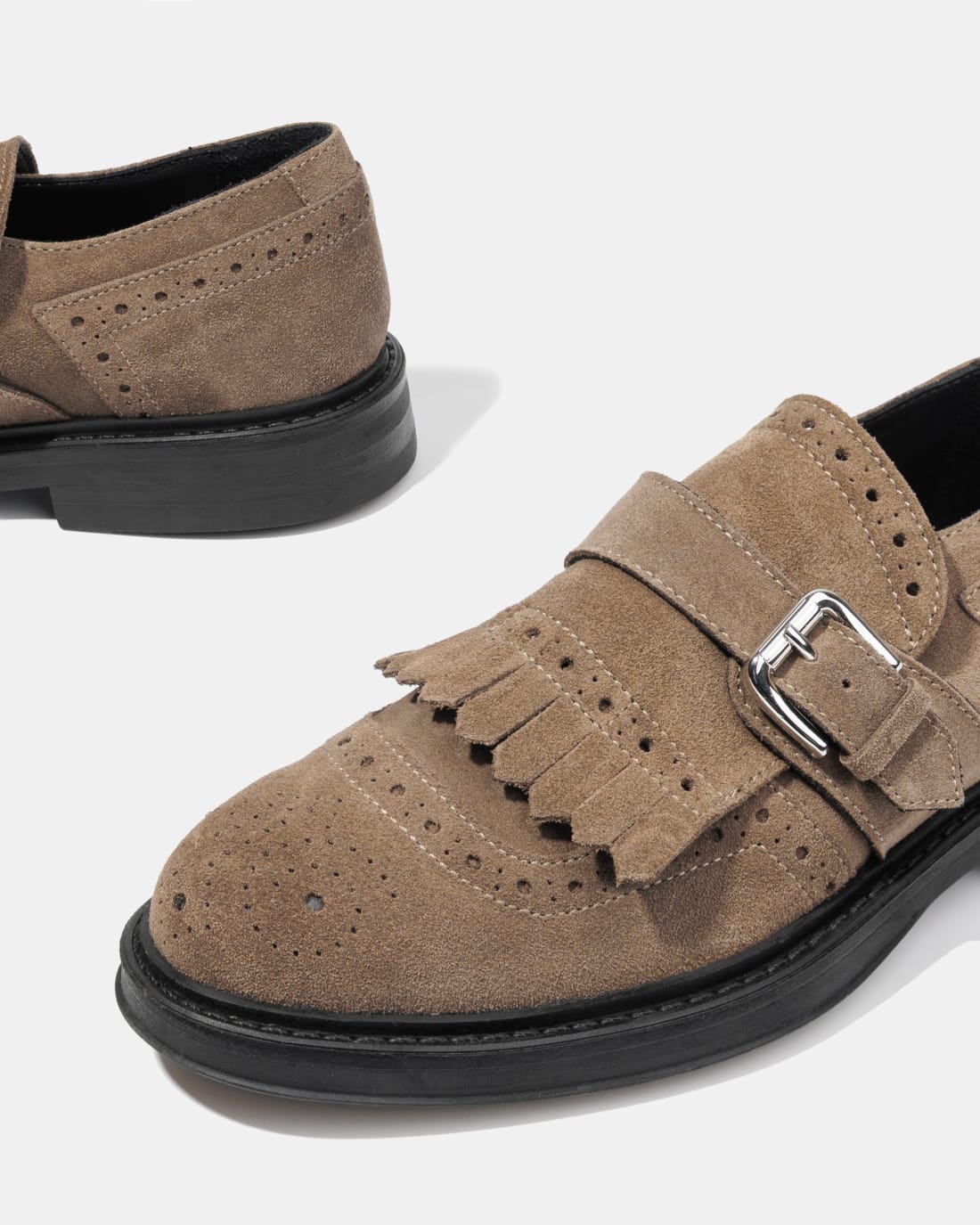 Бежевые замшевые туфли на плоской подошве - Image 4 of 4