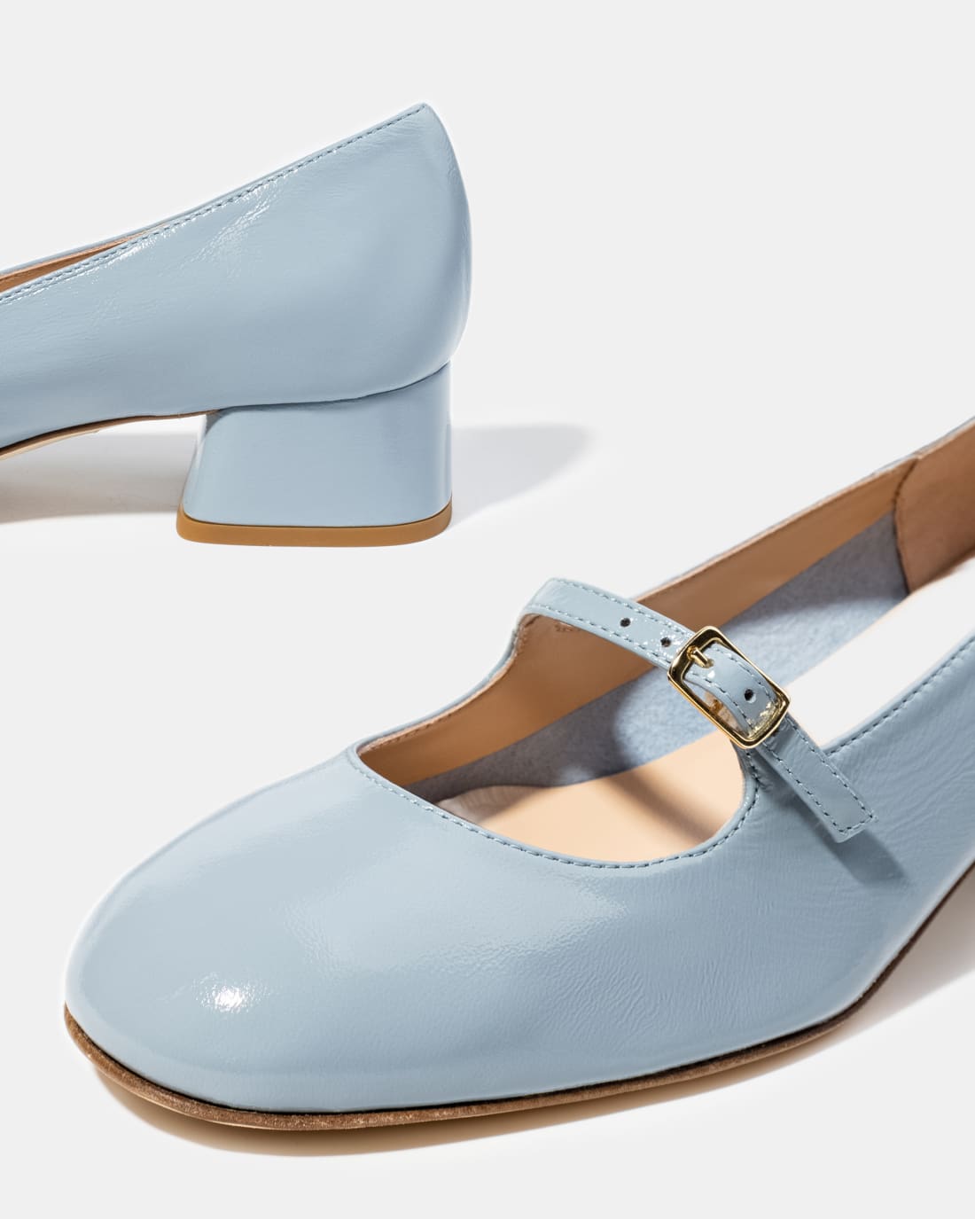 Светло-голубые кожаные туфли на каблуке - Image 4 of 4