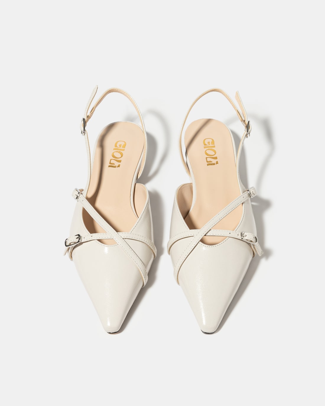 Белые кожаные туфли на низком каблуке - Image 3 of 5