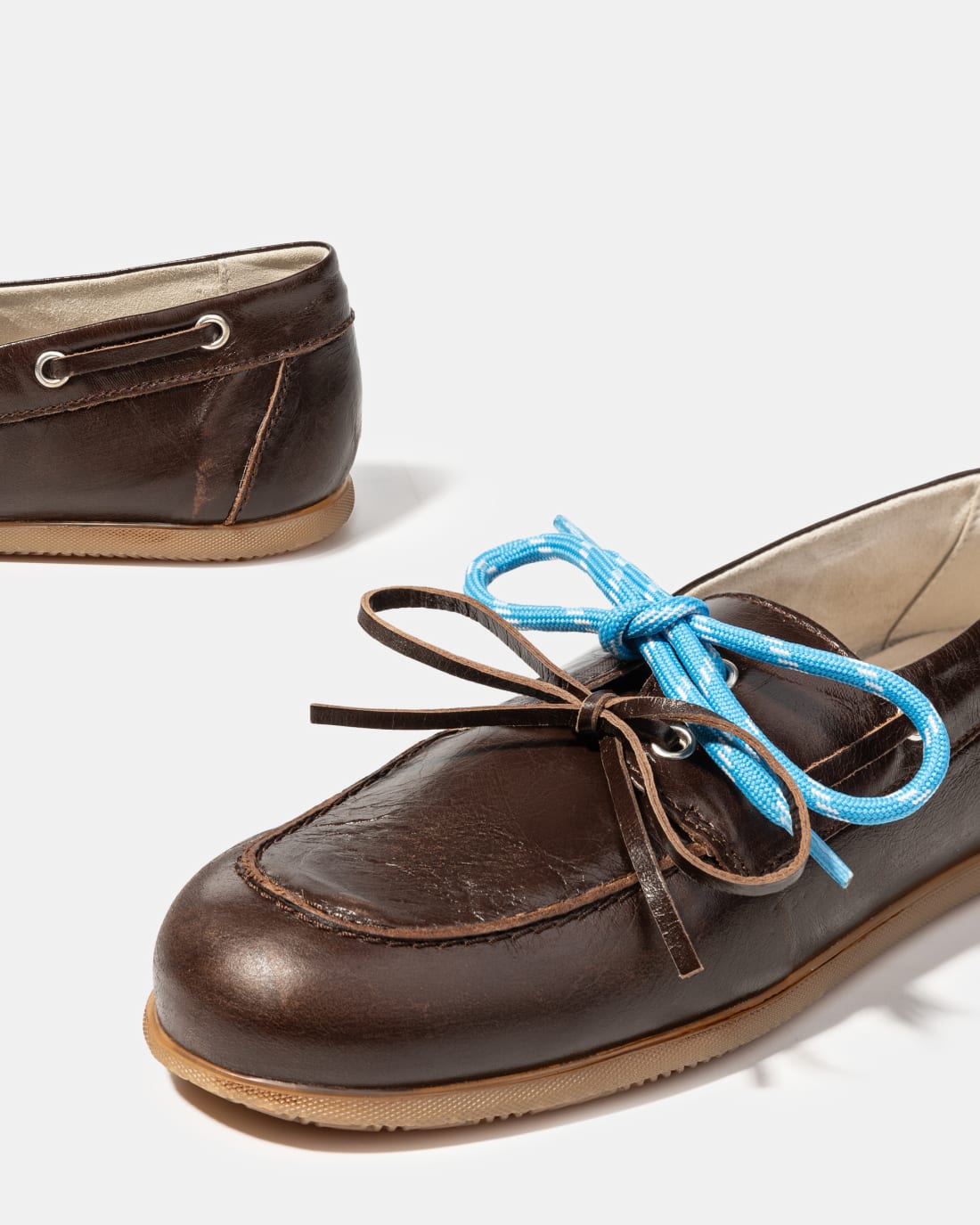 Темно-коричневые кожаные мокасины  со шнурками - Image 4 of 5