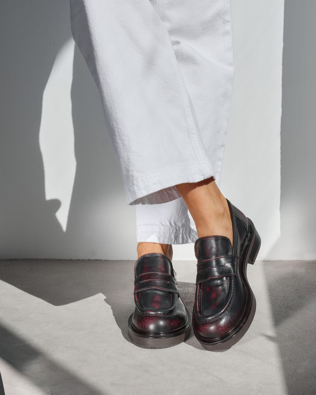 Темно-бордовые кожаные лоферы - Image 6 of 7
